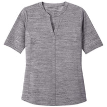 Port Authority Women's Graphite/White Stretch Heather Open Neck Top