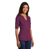 Port Authority Women's Violet Purple/Black Stretch Heather Open Neck Top