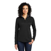 Port Authority Women's Black/Steel Grey Silk Touch Performance Quarter Zip