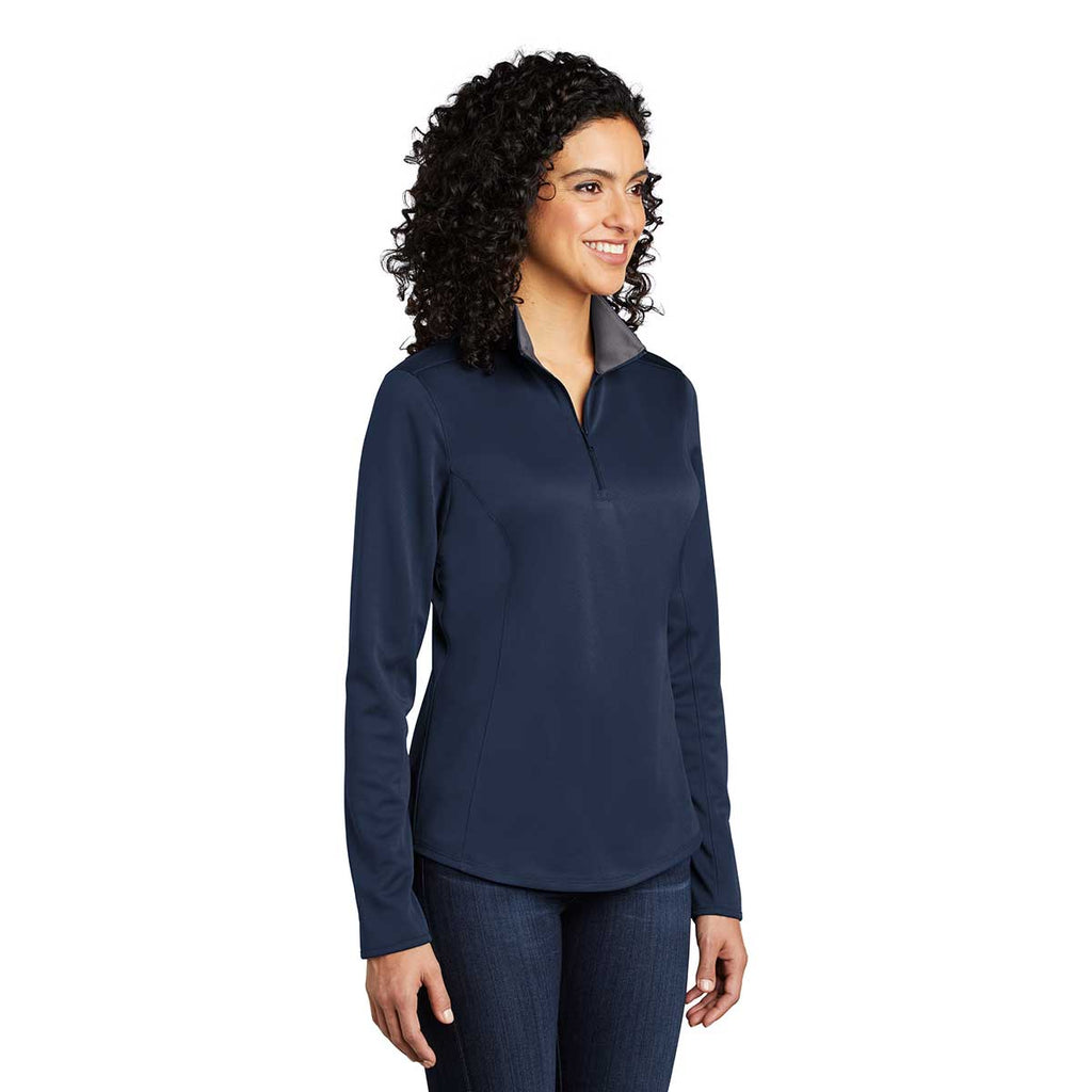 Port Authority Women's Navy/Steel Grey Silk Touch Performance Quarter Zip