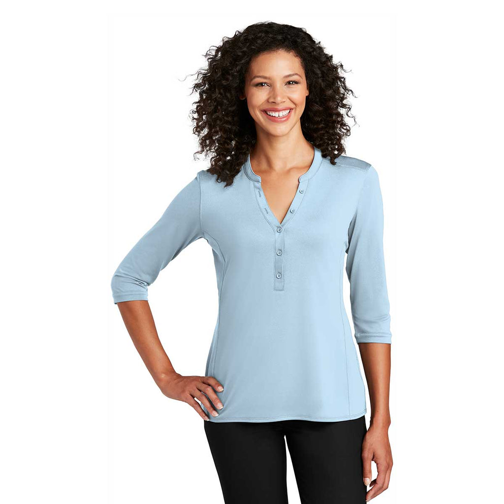 Port Authority Women's Cloud Blue UV Choice Pique Henley