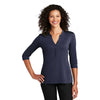 Port Authority Women's True Navy UV Choice Pique Henley