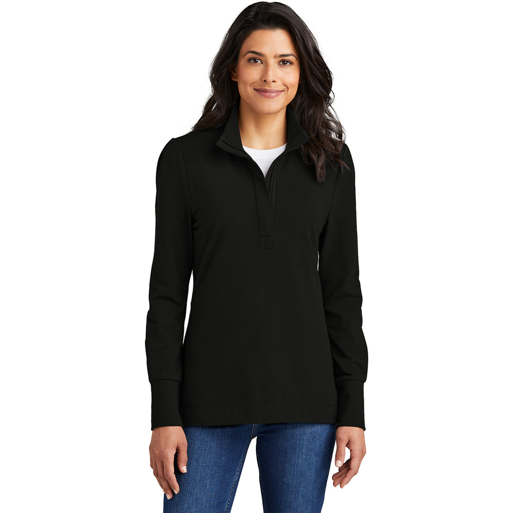 Port Authority Women's Deep Black Fairway Stretch Quarter Zip