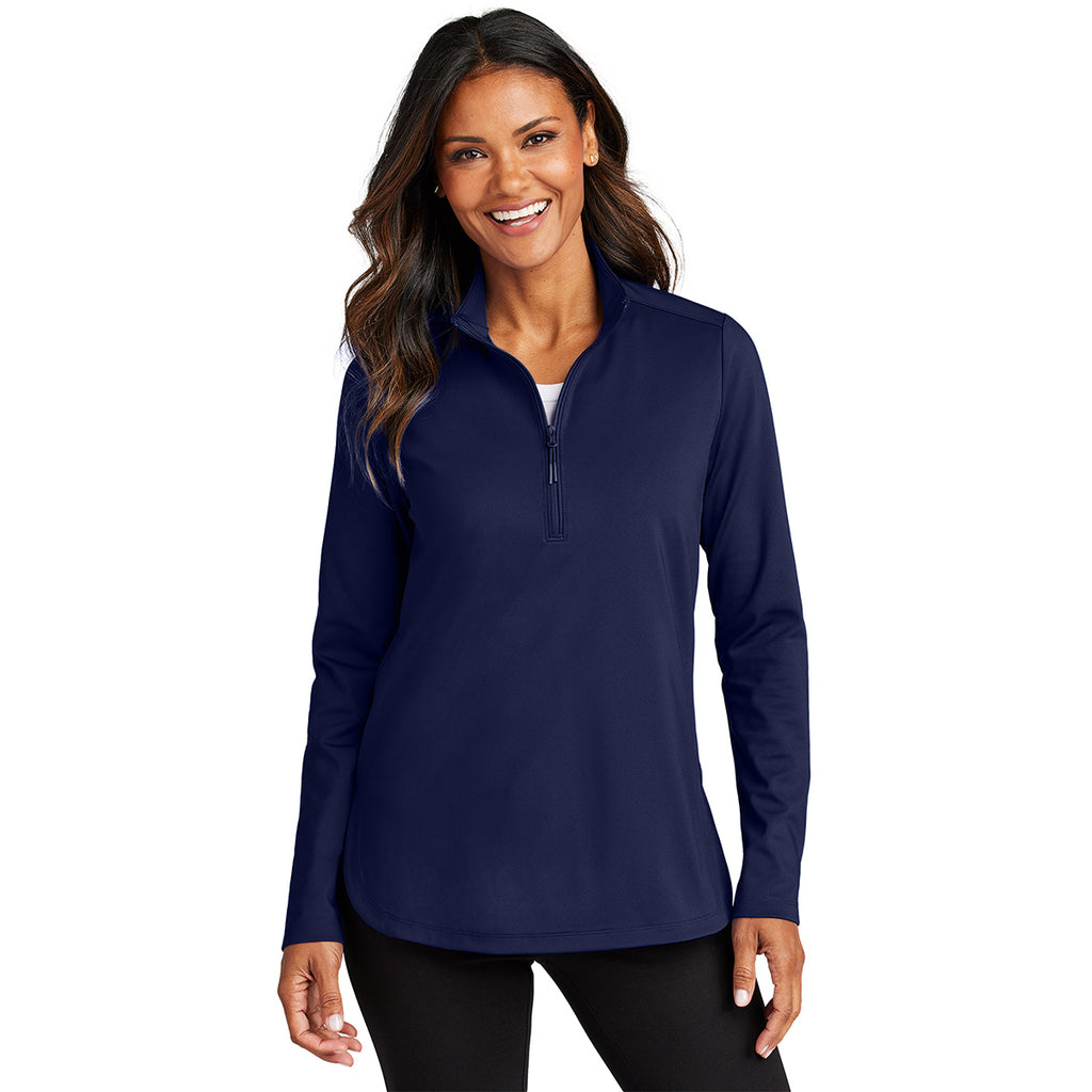 Port Authority Women's True Navy C-FREE Double Knit 1/4-Zip