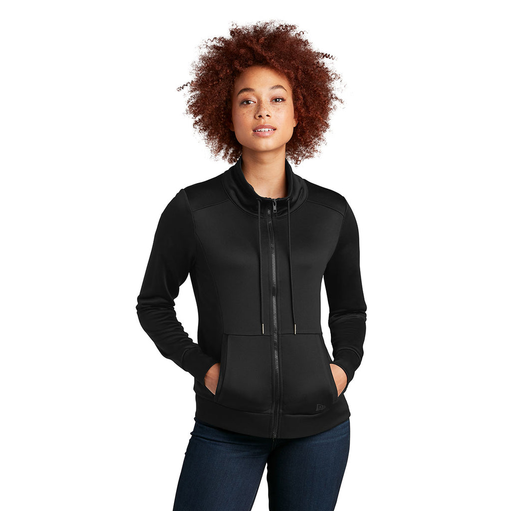 New Era Women's Black Performance Terry Full-Zip Cowl