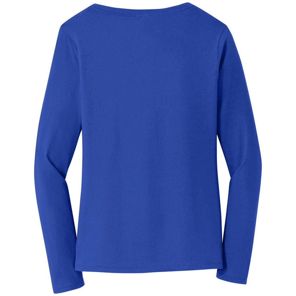 Port & Company Women's True Royal Long Sleeve Fan Favorite V-Neck Tee