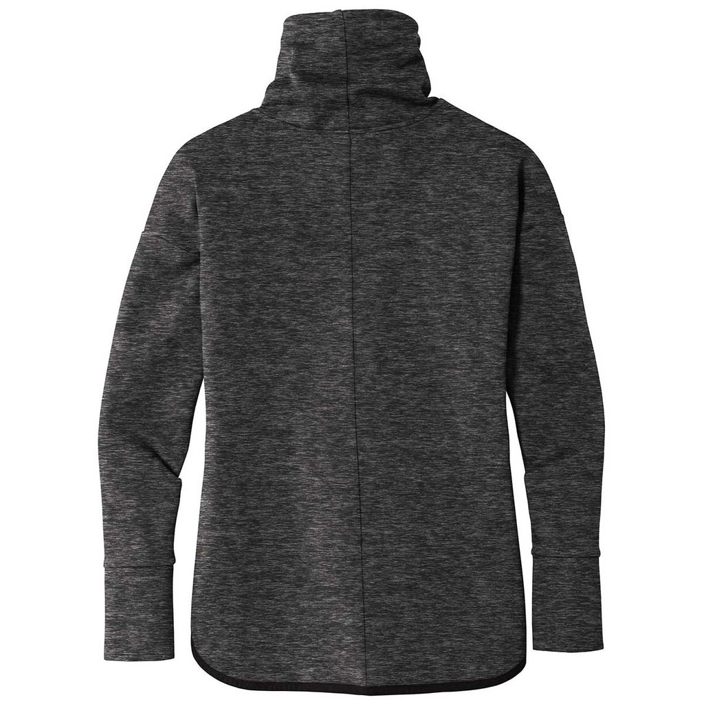 Sport-Tek Women's Black Heather Triumph Cowl Neck Pullover