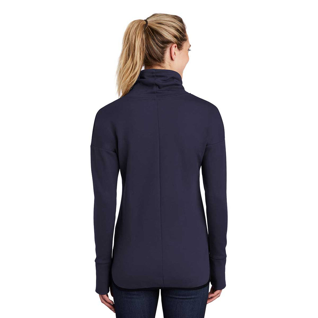 Sport-Tek Women's Navy Triumph Cowl Neck Pullover