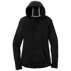 Sport-Tek Women's Black Triad Solid PosiCharge Tri-Blend Wicking Fleece Hooded Pullover