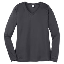 Sport-Tek Women's Iron Grey Long Sleeve PosiCharge Competitor V-Neck Tee