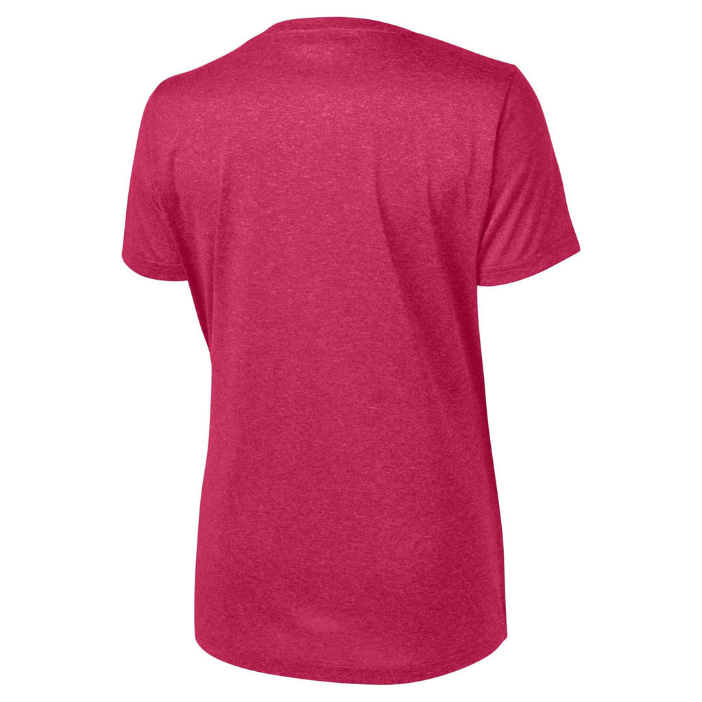 Sport-Tek Women's Pink Raspberry Heather Contender Scoop Neck Tee