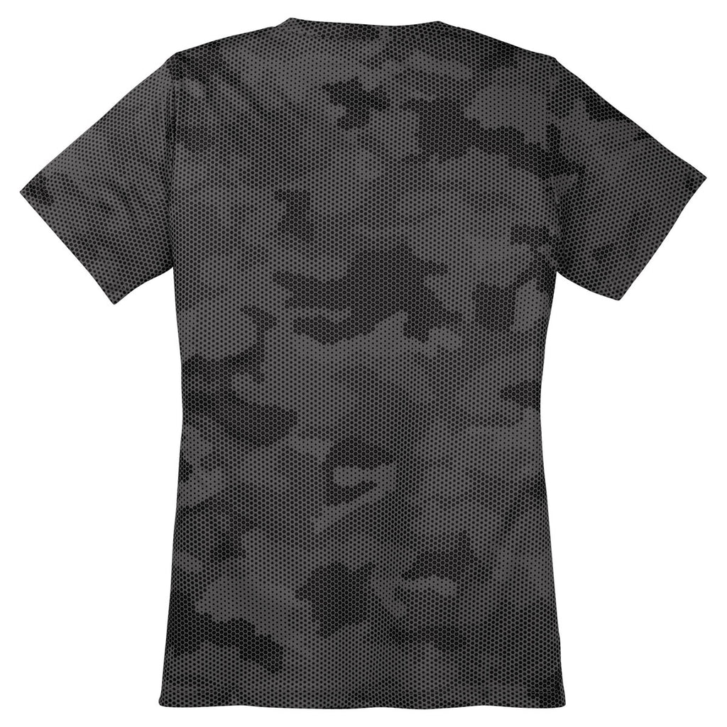 Sport-Tek Women's Iron Grey CamoHex V-Neck Tee