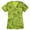 Sport-Tek Women's Lime Shock CamoHex V-Neck Tee