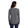 Sport-Tek Women's Dark Grey Heather PosiCharge Long Sleeve Tri-Blend Wicking Scoop Neck Raglan Tee