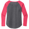 Sport-Tek Women's Pink Raspberry Heather/Dark Grey Heather PosiCharge Long Sleeve Tri-Blend Wicking Scoop Neck Raglan Tee