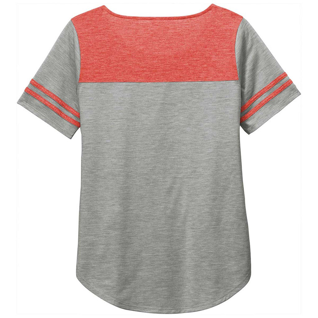 Sport-Tek Women's True Red Heather/Light Grey Heather PosiCharge Tri-Blend Wicking Fan Tee