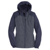 Sport-Tek Women's True Navy Heather/True Navy Colorblock Raglan Hooded Wind Jacket