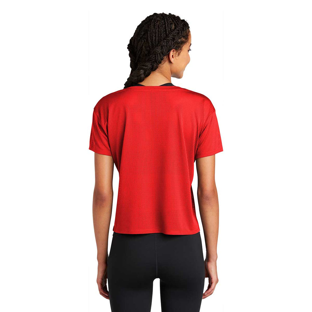 Sport-Tek Women's True Red PosiCharge Tri-Blend Wicking Draft Crop Tee