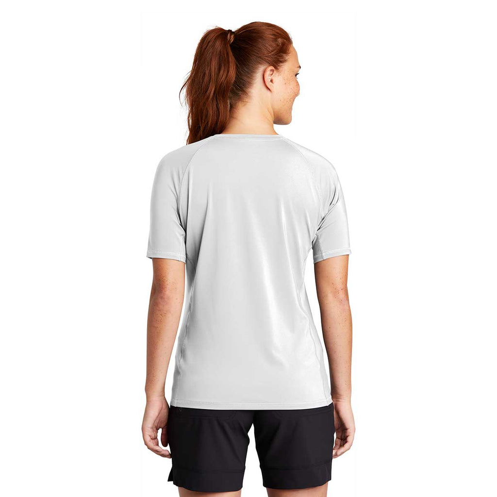 Sport-Tek Women's White Short Sleeve Rashguard Tee