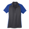 Sport-Tek Women's Iron Grey/True Royal Colorblock Micropique Sport-Wick Polo