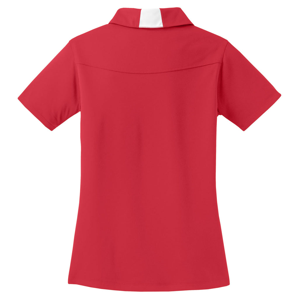 Sport-Tek Women's True Red/White Side Blocked Micropique Sport-Wick Polo