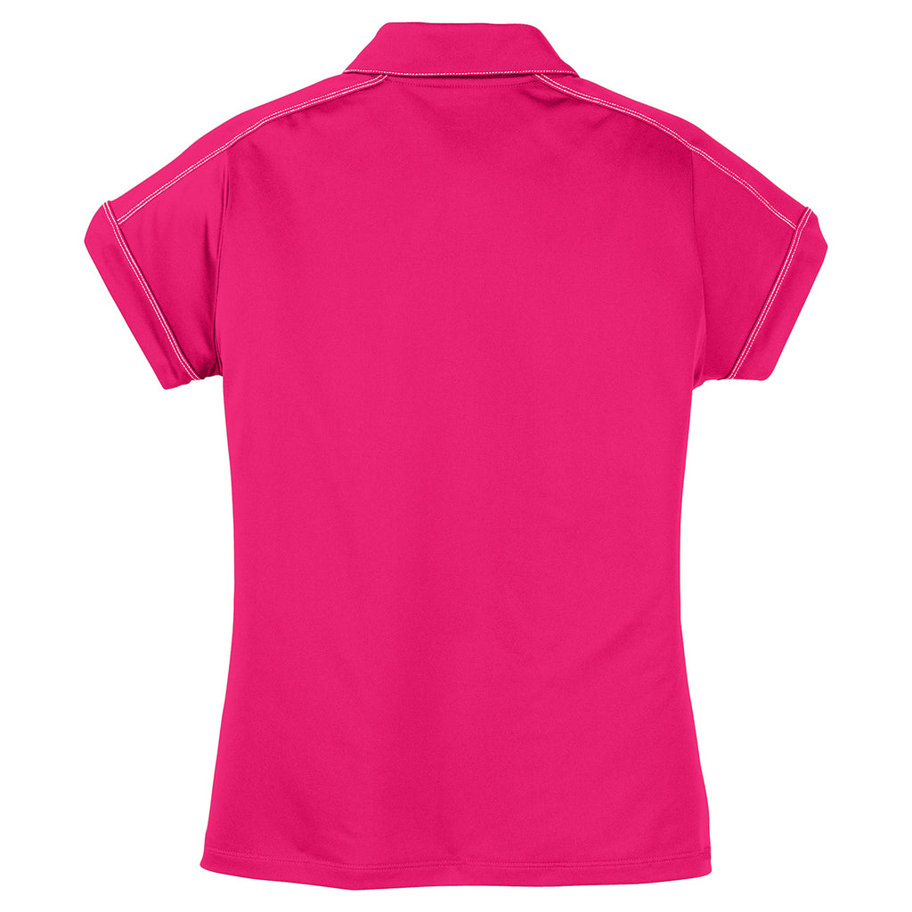 Sport-Tek Women's Pink Raspberry Contrast Stitch Micropique Sport-Wick Polo