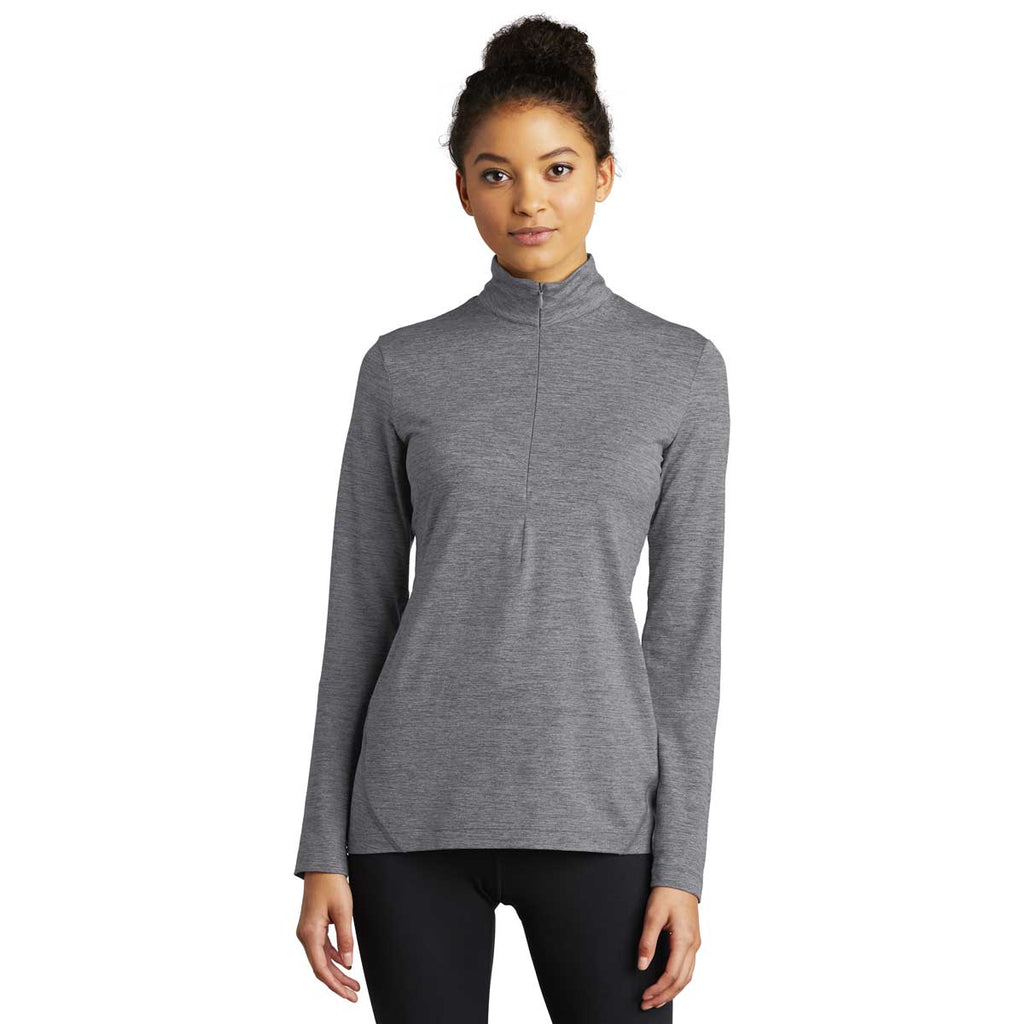 Sport-Tek Women's Grey Heather Exchange 1.5 Long Sleeve Half Zip