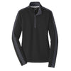 Sport-Tek Women's Black/Iron Grey Sport-Wick Textured Colorblock Quarter Zip Pullover