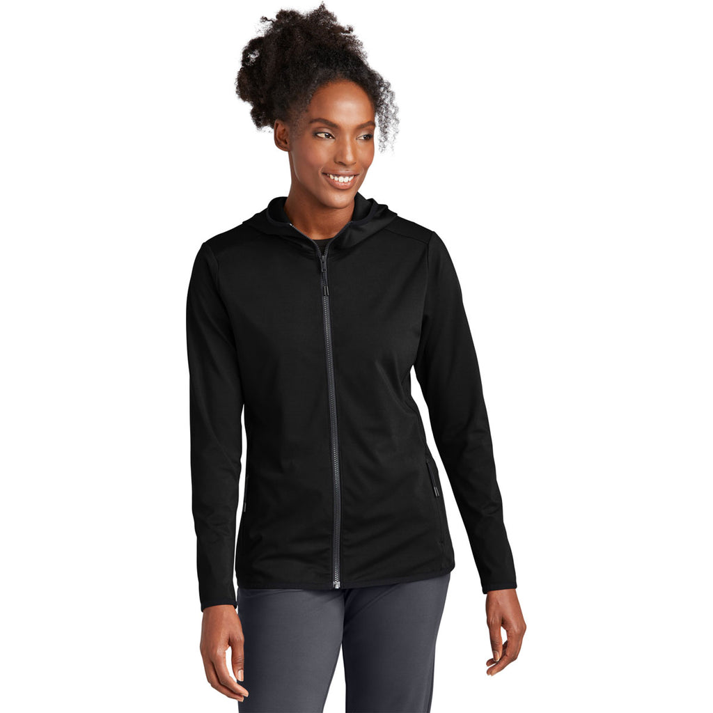 Sport-Tek Women's Deep Black Circuit Hooded Full Zip