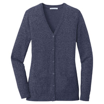 Port Authority Women's Navy Marl Marled Cardigan Sweater