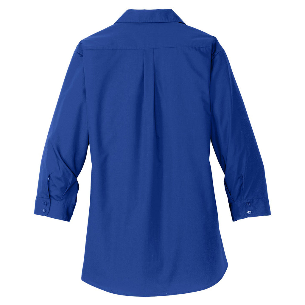 Port Authority Women's True Royal 3/4-Sleeve Carefree Poplin Shirt