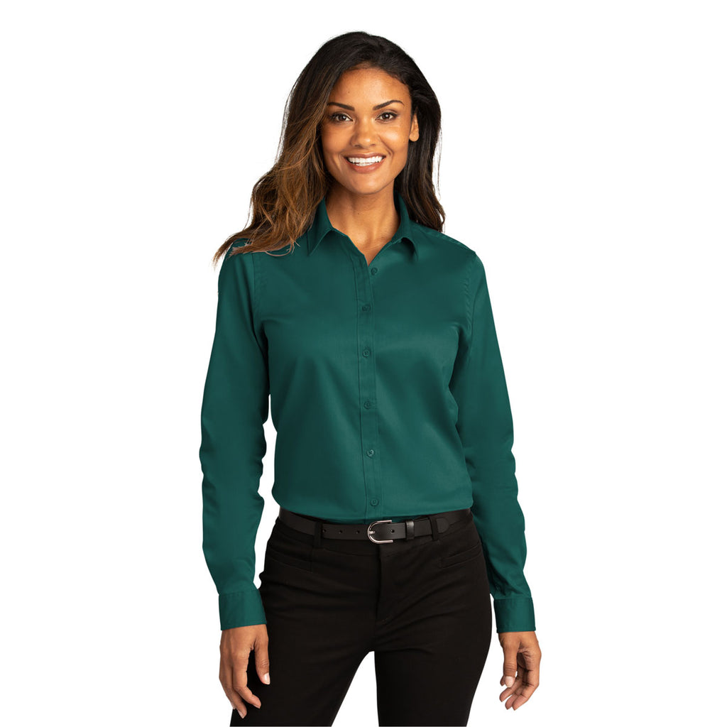 Port Authority Women's Marine Green Long Sleeve SuperPro React