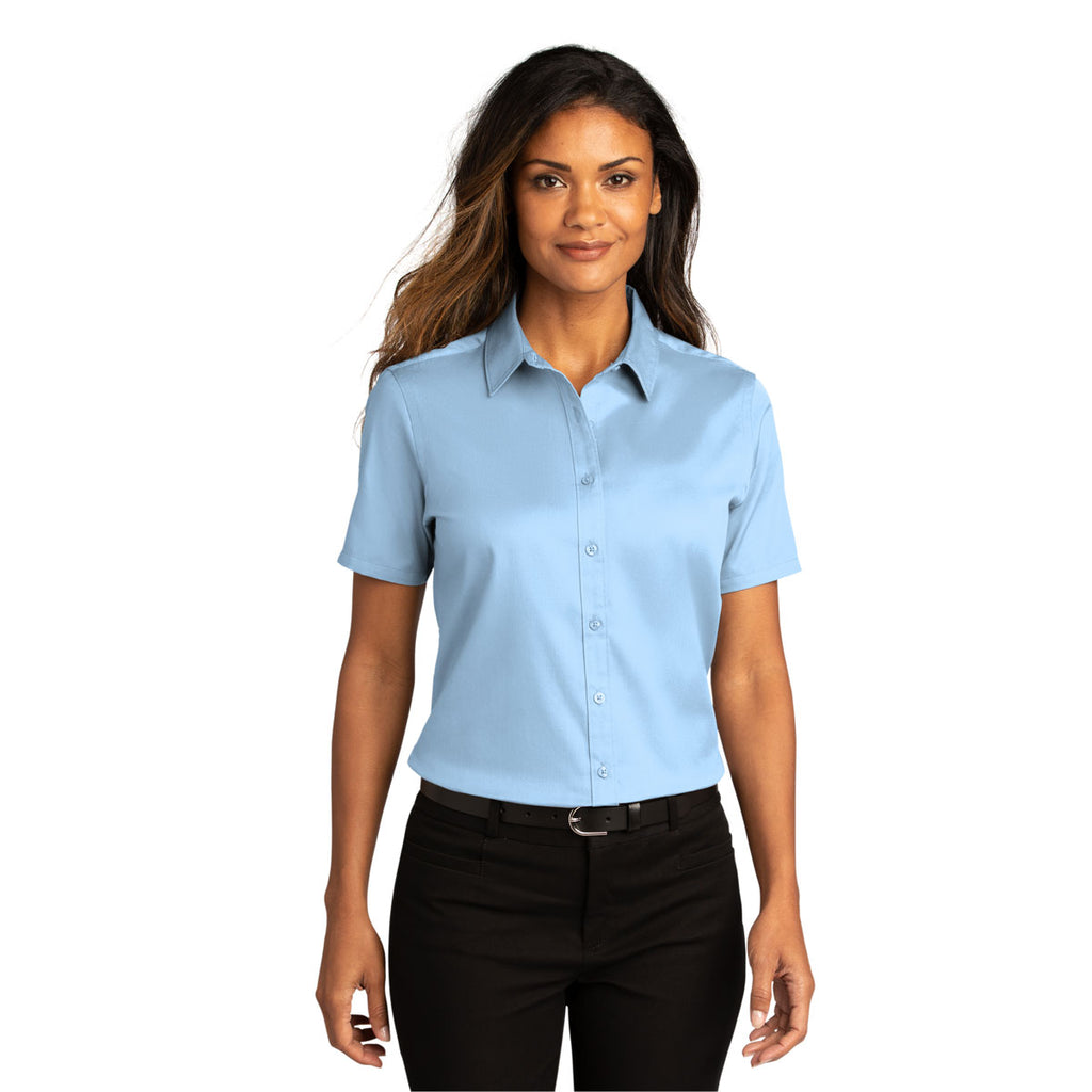 Port Authority Women's Cloud Blue Short Sleeve SuperPro React Twill Shirt