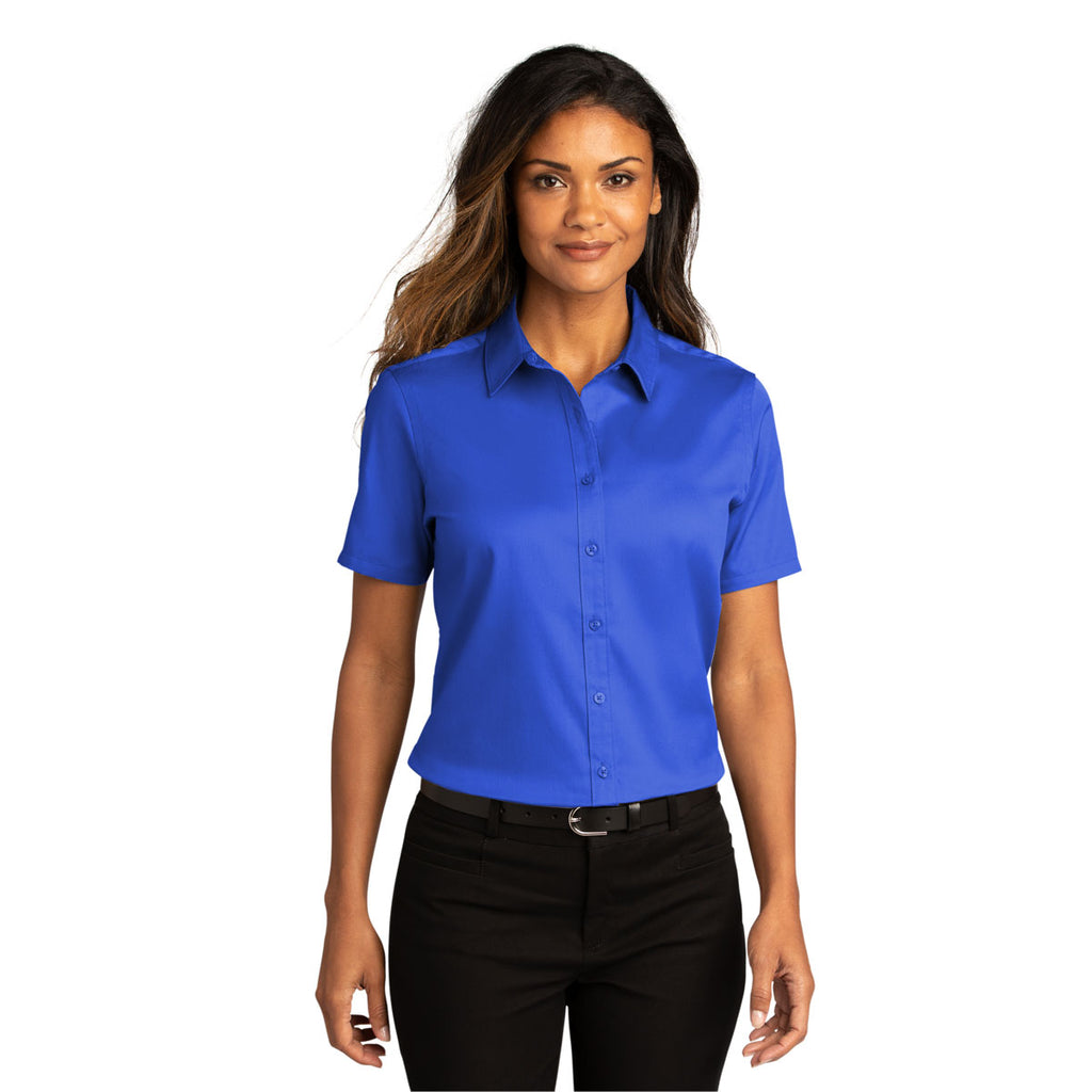 Port Authority Women's True Royal Short Sleeve SuperPro React Twill Shirt