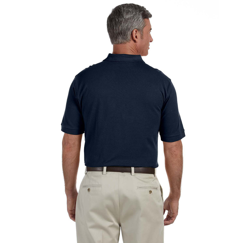 Harriton Men's Navy Tall 6 oz. Ringspun Cotton Pique Short-Sleeve Polo