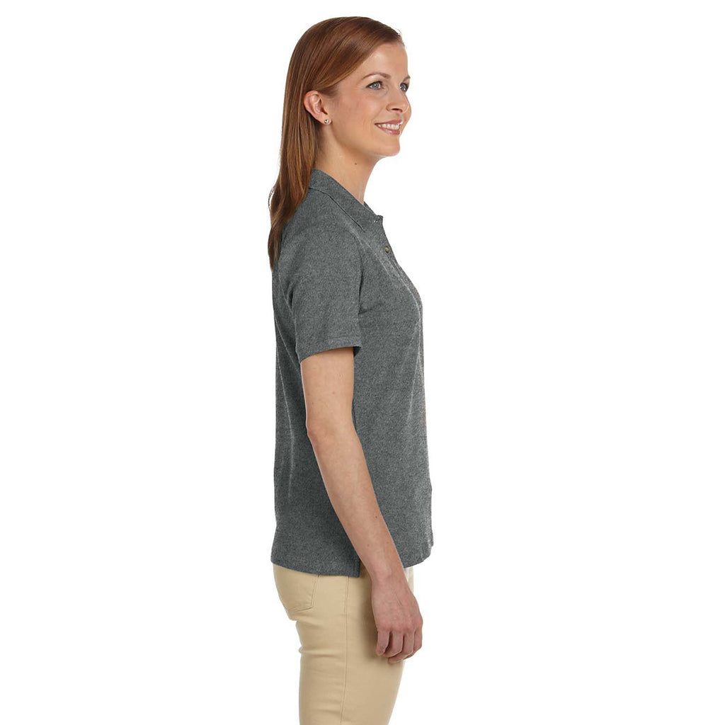 Harriton Women's Charcoal 6 oz. Ringspun Cotton Pique Short-Sleeve Polo