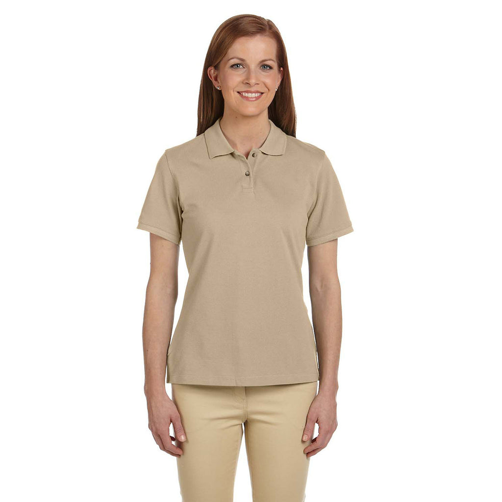 Harriton Women's Stone 6 oz. Ringspun Cotton Pique Short-Sleeve Polo