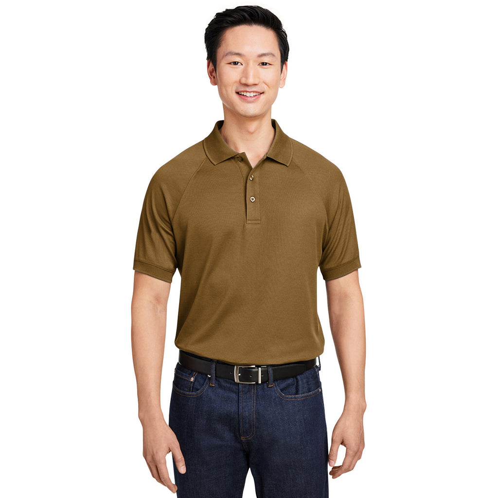 Harriton Men's Coyote Brown Charge Snag and Soil Protect Polo