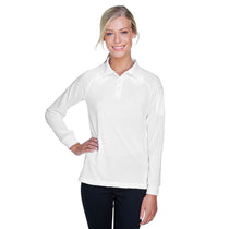 Harriton Women's White Tactical Long-Sleeve Performance Polo
