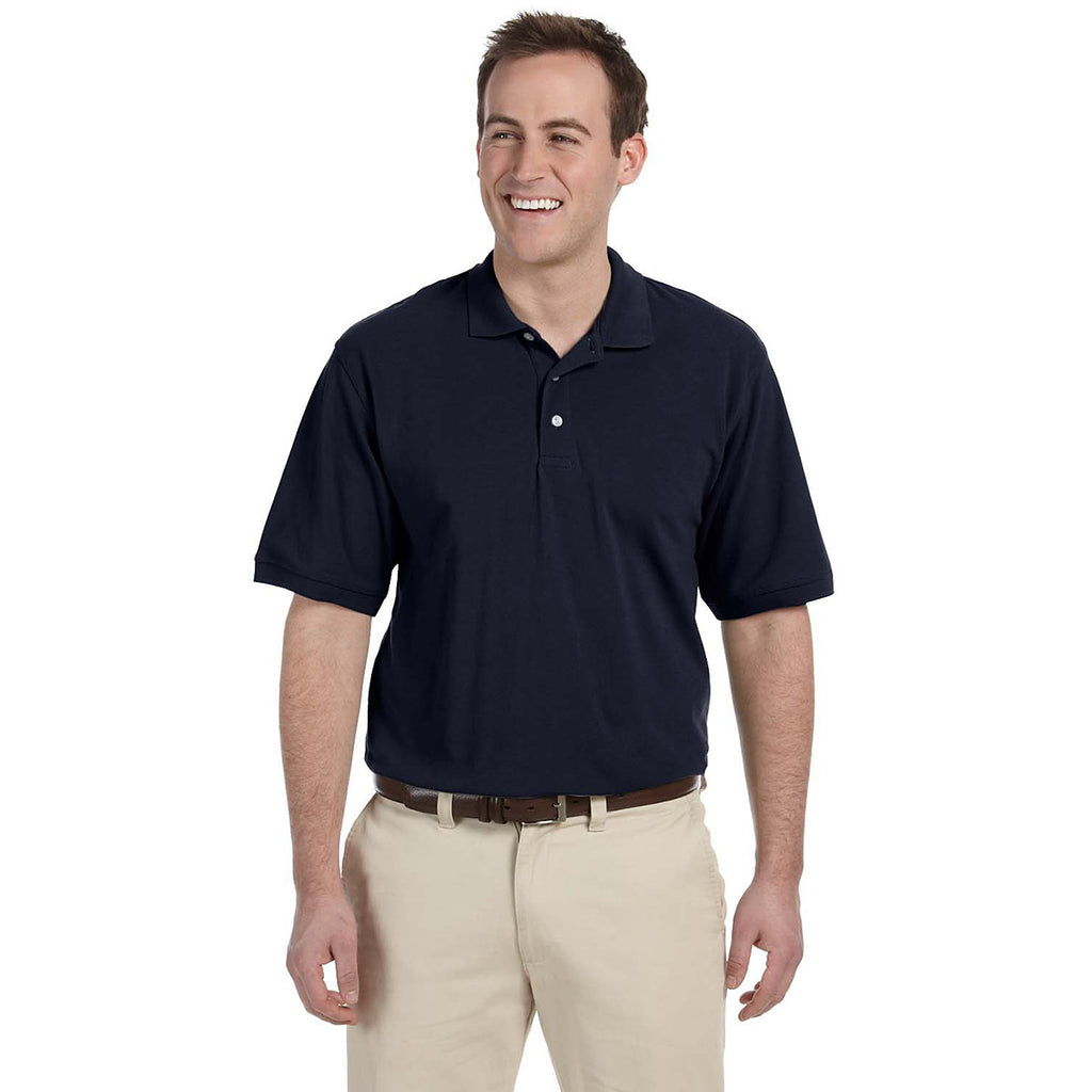 Harriton Men's Navy 5.6 oz. Easy Blend Polo