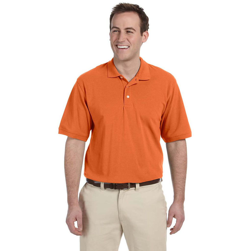 Harriton Men's Team Orange 5.6 oz. Easy Blend Polo