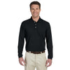 Harriton Men's Black 5.6 oz. Easy Blend Long-Sleeve Polo