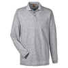 Harriton Men's Grey Heather 5.6 oz. Easy Blend Long-Sleeve Polo