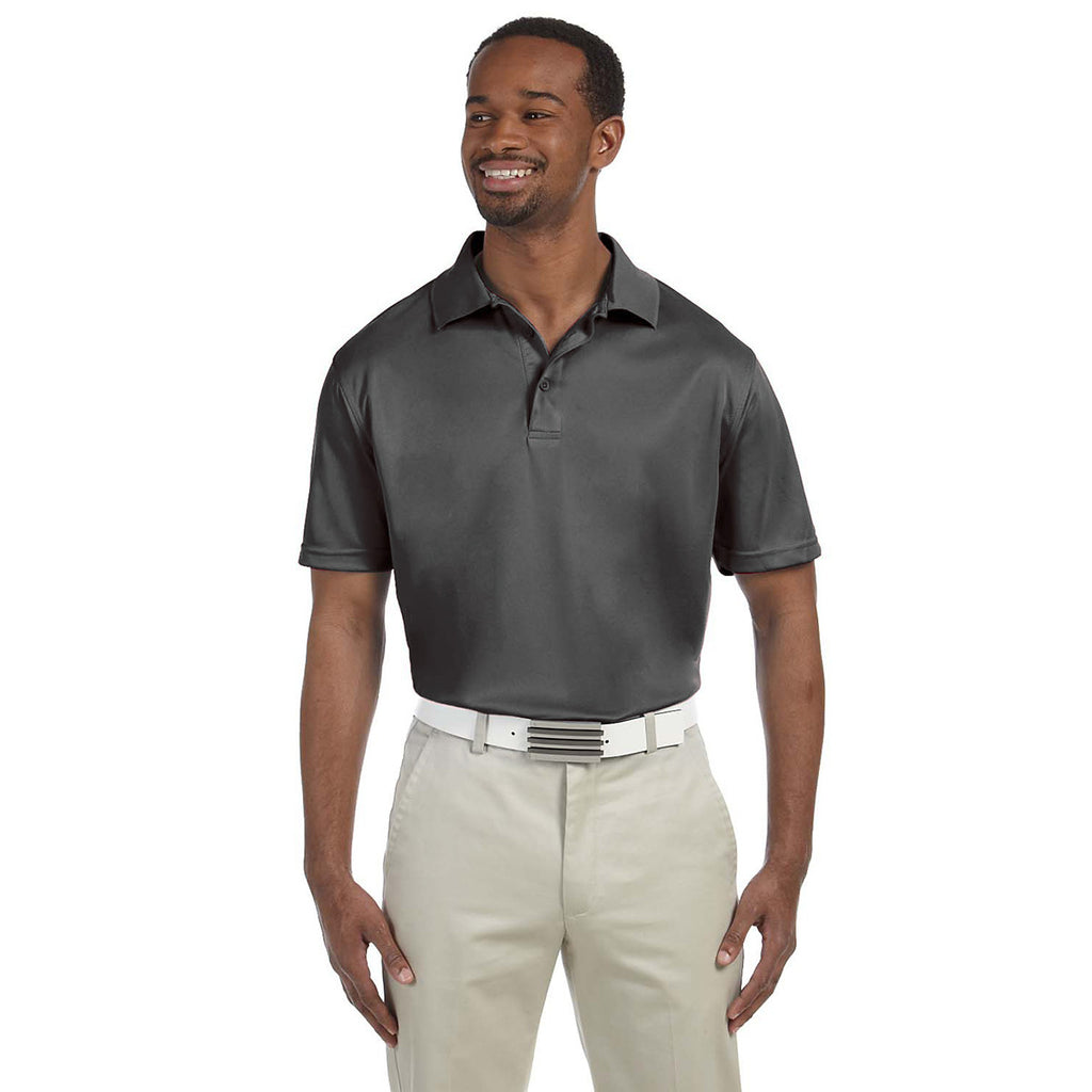 Harriton Men's Charcoal 4 oz. Polytech Polo