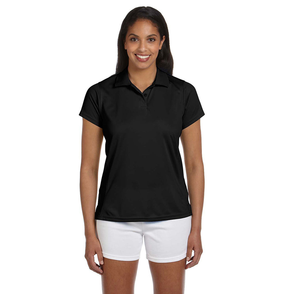 Harriton Women's Black 4 oz. Polytech Polo