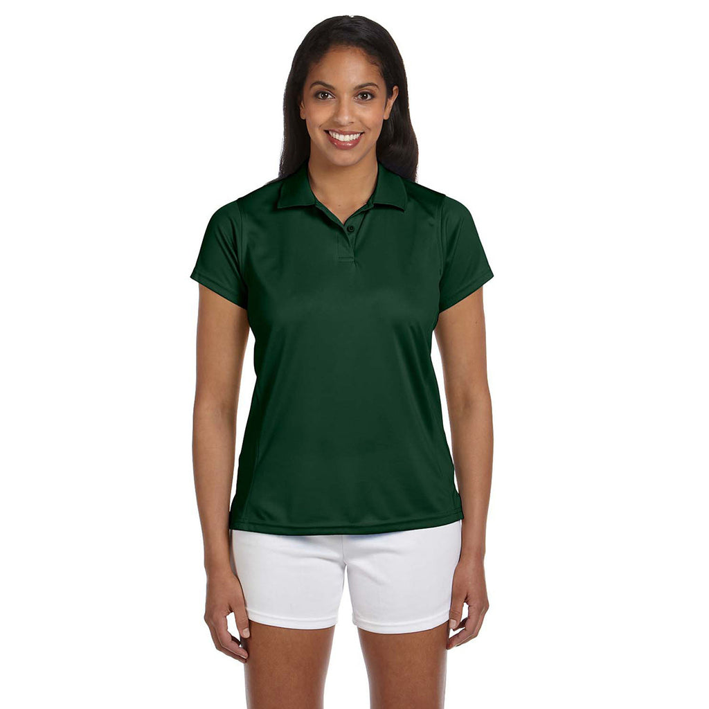 Harriton Women's Dark Green 4 oz. Polytech Polo