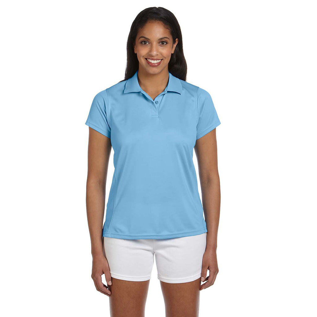 Harriton Women's Light Blue 4 oz. Polytech Polo