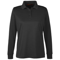 Harriton Women's Black Advantage Snag Protection Plus Long Sleeve Polo