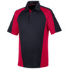 Harriton Men's Black/ Red/ Dark Charcoal Advantage Snag Protection Plus Colorblock Polo