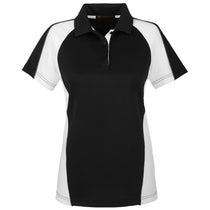 Harriton Women's Black/White/Dark Charcoal Advantage Snag Protection Plus Colorblock Polo